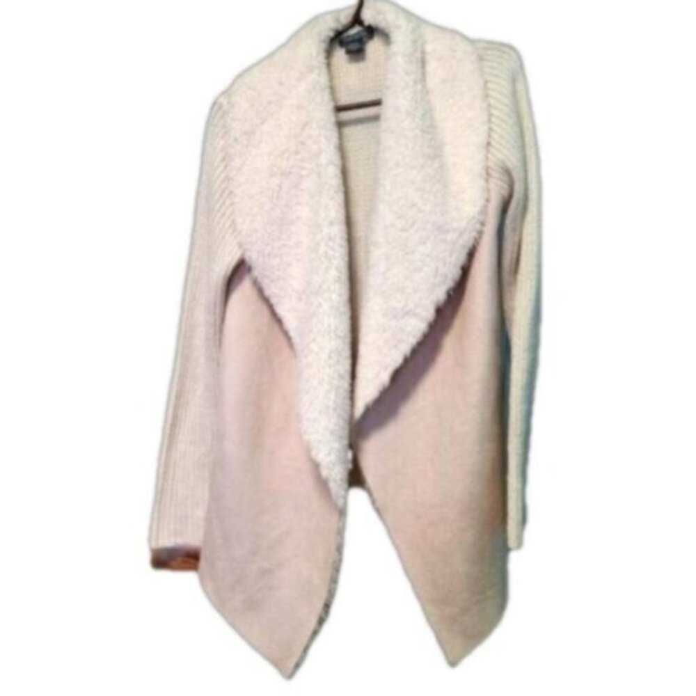 Gorgeous Beige Tan Cozy Fall Faux Suede Fur Coat Long Open Sweater Fabric